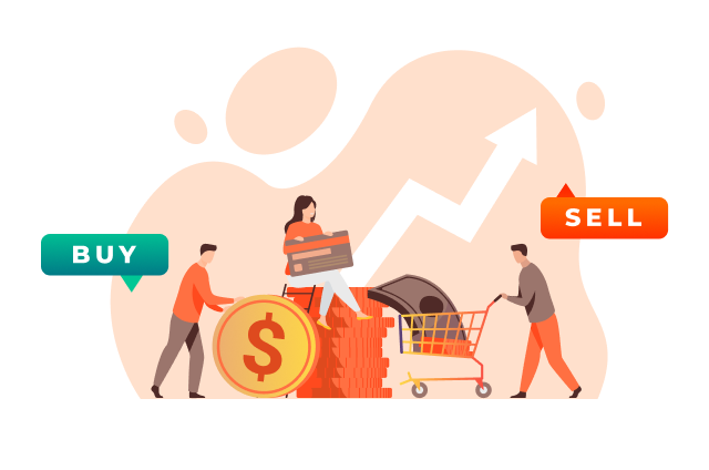 Buy low sell high trading illustration